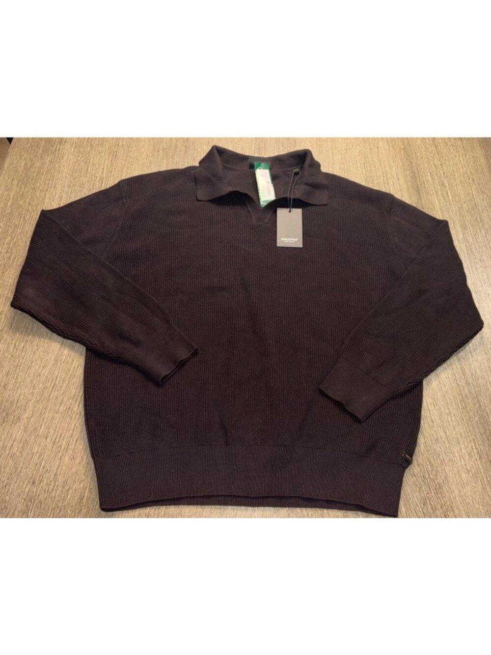 Industrie Australia Knit Polo Sweater The New England Men's Size XL Espresso NWT